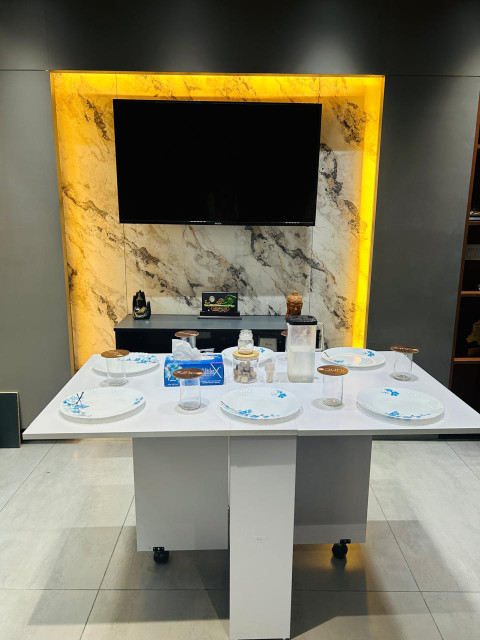 FORKTAIL Space saving folding dining table Drop Leaf table, convertible  tier Engineered Wood Seater Dining Table