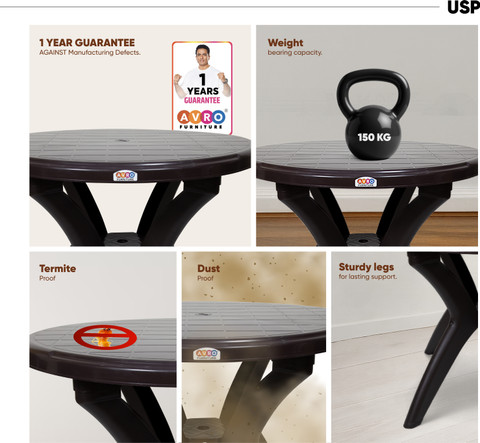 AVRO furniture AVRO Alfa Round Table Seater Dining Table Plastic Seater  Dining Table