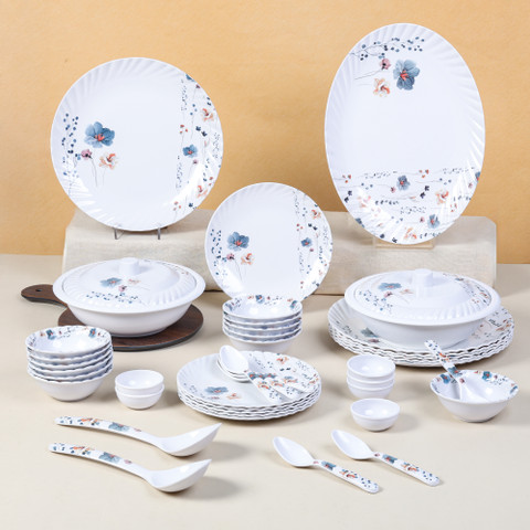 City Gold Pack of 43 Melamin Dinner Set, elegant way to serve dinner to  your family or guests, Fluted round Dinner Set