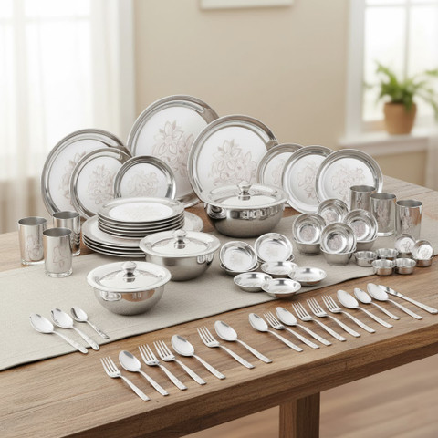 Classic Essentials Pack of 101 Stainless Steel Dinner Set|Serves