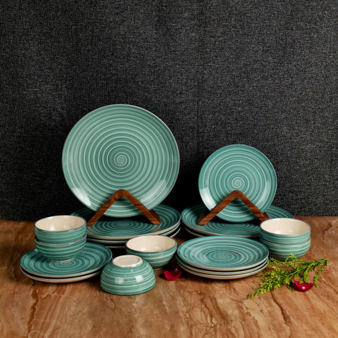 Artysta Pack of 18 Ceramic 'Sea Swirls' Dinner Set Ceramic Dinner Set