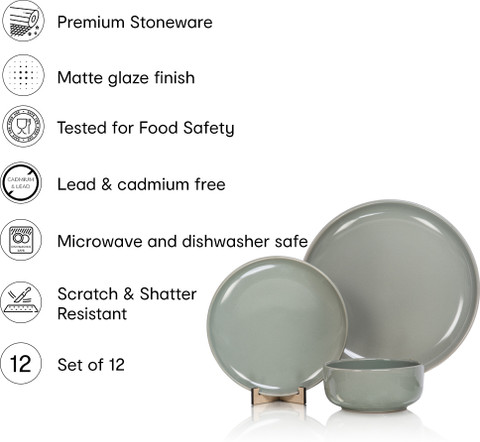 anko Pack of 12 Stoneware Dinner Set Price in India Buy anko