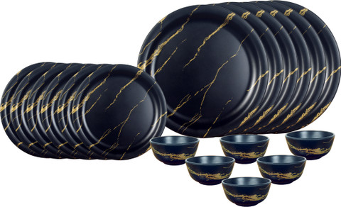 cello Pack of 18 Melamin Artista Golden Stroke 18 Pcs Dinner Set