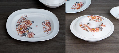 Prop It Up Pack of 32 Melamin SUPREME FLORAL SERIES PREMIUM DESIGNER  TABLEWARE MELAMINE CROCKERY FINEST DESIGN Dinner Set