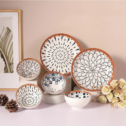 UniKart Pack of Porcelain Japanese Ramen Porcelain Dinner Set