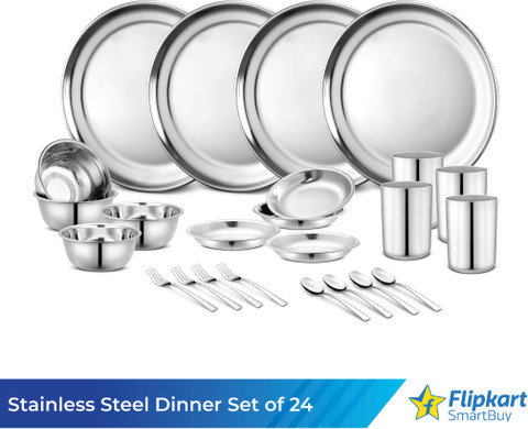 Flipkart SmartBuy Pack of 24 Stainless Steel Kitchen for Home Heavy Gauge  Dinner Set