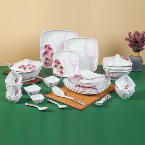 City Gold Pack of 46 Melamin Dinner Set, Elegant, Break Stain