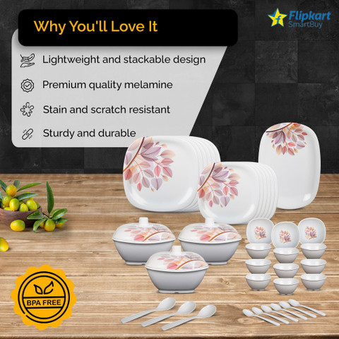 Flipkart SmartBuy Pack of 40 Melamin Autumn Grove|Dishwasher Safe