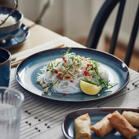 Bowl Ikea Blue Dinner Set IKEA Stoneware GLADELIG Plate, Blue, 25