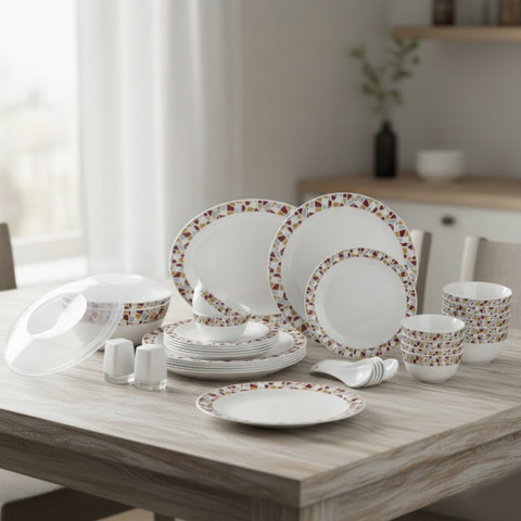 cello Pack of 37 Opalware Zarah MOSAIC 37 Pcs Dinner Set Price in