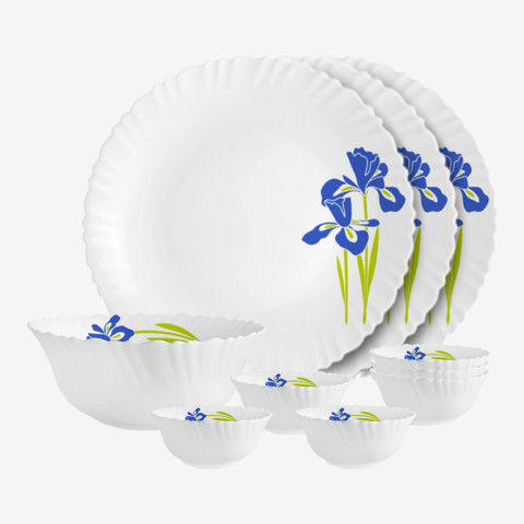 cello Pack of 10 Opalware Dazzle Opalware Blue Iris Dinner Set