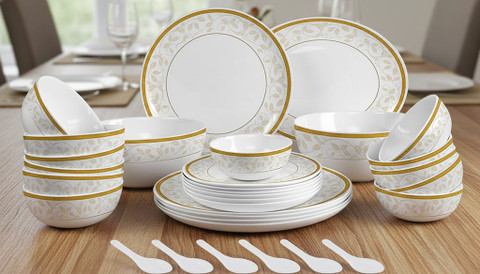 cello Pack of 33 Opalware Divine Amber Gold 33 pcs Dinner Set - Main Image