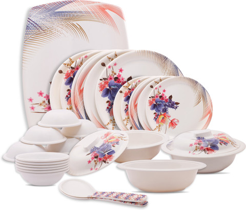 Home-pro Pack of 32 Melamin Dinner set Boss Elegant, Stain