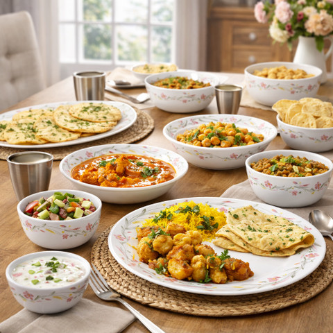 ROXX Pack of 27 Opalware Dinner Set, elegant way to serve dinner