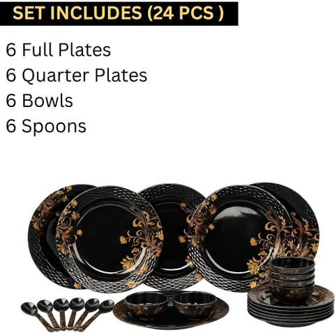 AE Maharani Pack of 24 Melamin Ae Maharani Lotus 24 Pcs Dinner Set