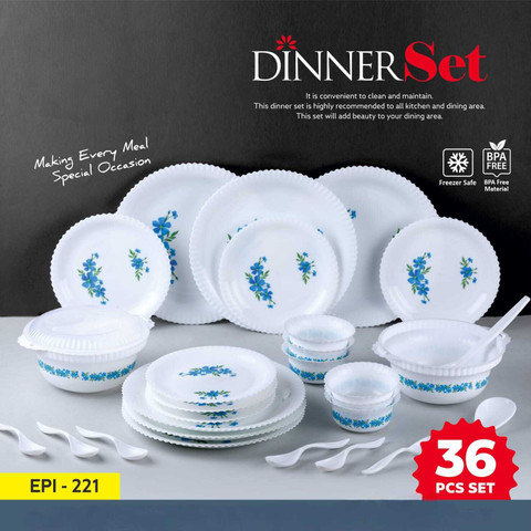 KTART Pack of 36 Plastic Best Family Dinner Set Price in India