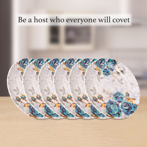 Home-pro Pack of Melamin Home-Pro Pieces Royal Rose Printed Melamine  Dinner Plate Set, Floral Design Dinner Set