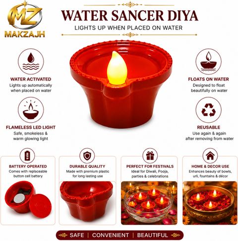 MAKZAJH Water Sensor Diya Set, 24 Pieces, 2 inch - Image 6