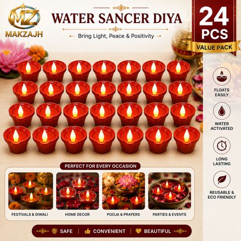 MAKZAJH Water Sensor Diya Set, 24 Pieces, 2 inch - Image 5