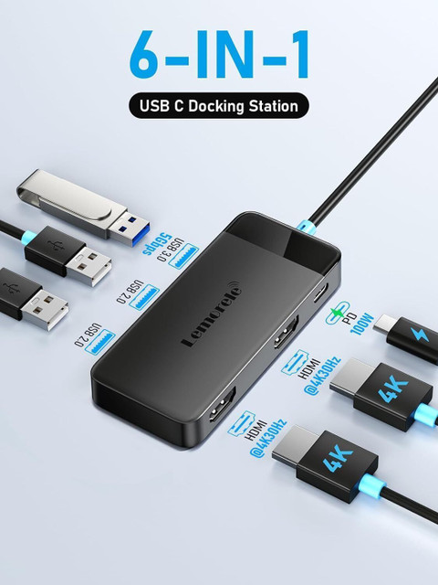 Lemorele USB C Hub Dual HDMI 2025 Upgrade Lemorele USB C Dock