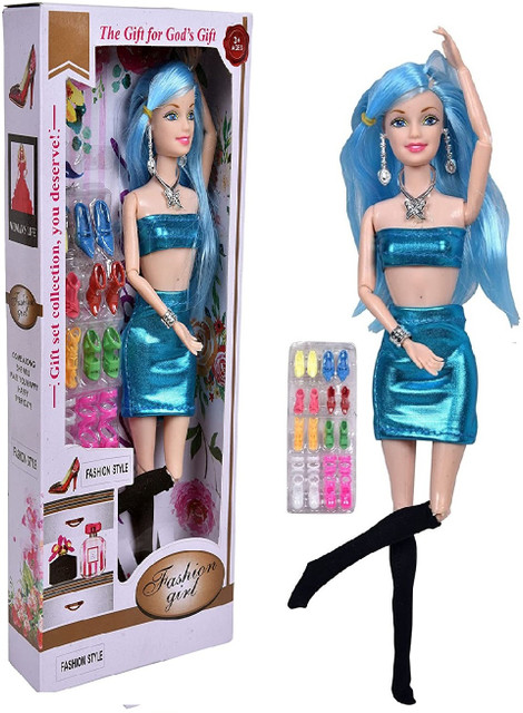 KHYALI Trending Fashion Girl Doll Set with Movable Joints for Girls-Blue  (Pack Of 1)