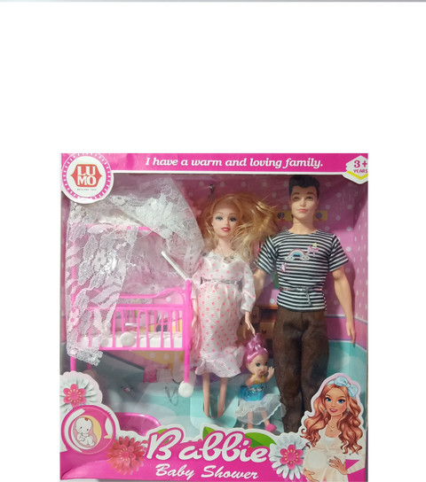 SR Toys Pregnant Family doll set,Mother Father with Kids