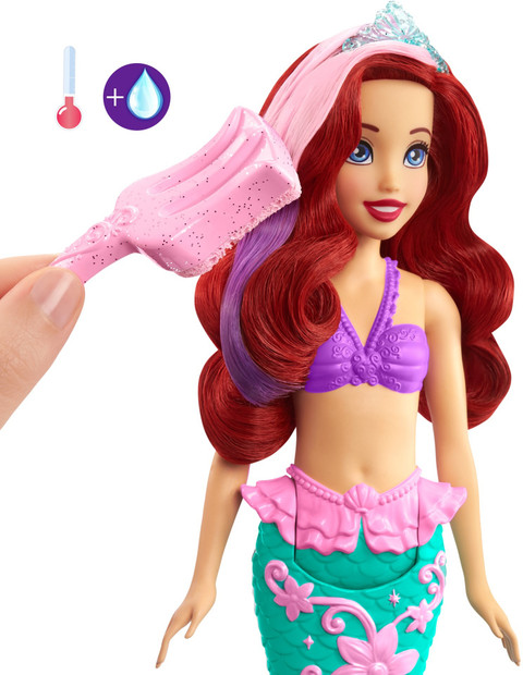 DISNEY PRINCESS Ariel Mermaid Doll with Color-Change Hair and Tail,