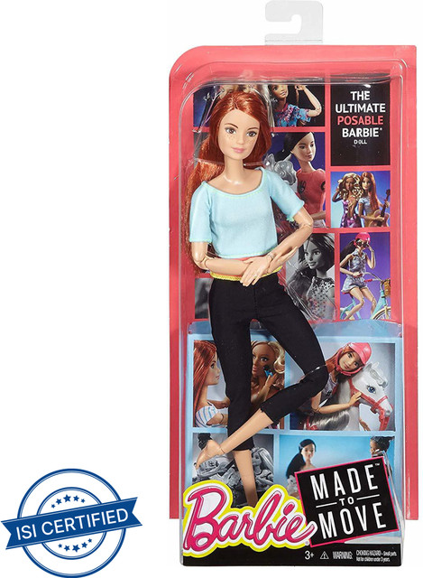 BARBIE Made To Move Doll, Light Blue Top Made To Move Doll