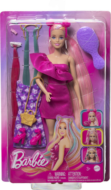 BARBIE Fun Fancy Hair Doll with Extra-Long Colorful Blonde Hair