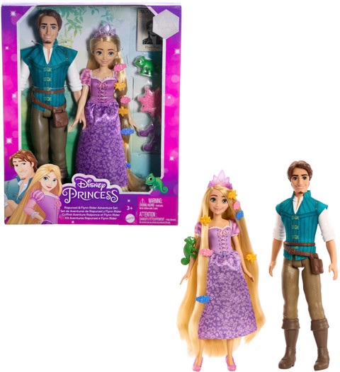 DISNEY PRINCESS Rapunzel and Flynn Rider Dolls with Pascal Figure