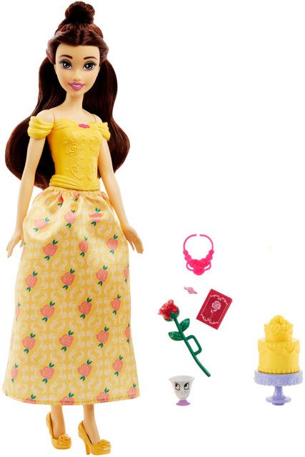 DISNEY PRINCESS Belle Fashion Doll with Chip Figure and