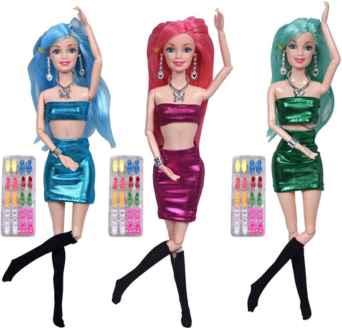 Toyporium Flexible Doll Toy Set With Fashionable Dress Shoes for