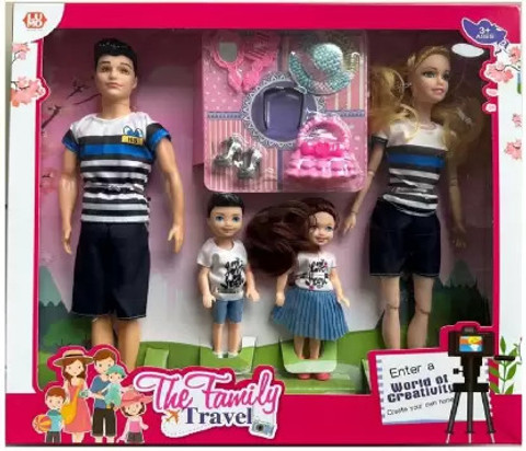SR Toys Family Doll Set Includes Dad, Daughter Son Dolls