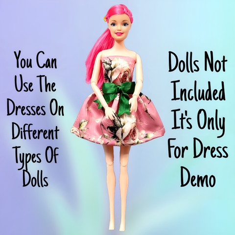 mini gifts Doll Dresses Set for Girls, Bow Design Doll Dresses (Pack of  12)