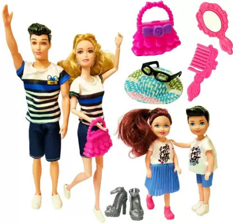 SR Toys Family Doll Set Includes Dad, Daughter Son Dolls