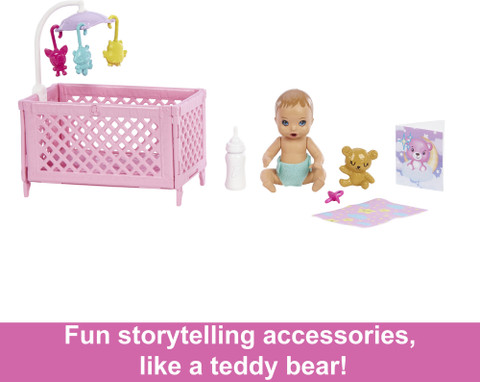 BARBIE Doll and Accessories, Crib Playset with Skipper Doll