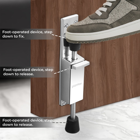 Spring Loader Stopper Plantex Spring Loaded Door Stopper for Door with Rubber to Stop and ...
