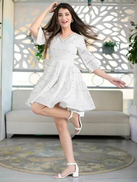 navy blue dress for baby girl A-line V Neck Short Flutter Sleeves Chiffon Knee-Length Wedding Party Dress  With Pleated main image 1