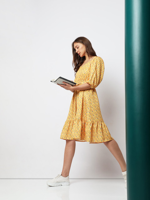 VERO MODA Women Fit and Flare Multicolor Knee Length Dress - Buy VERO MODA  Women Fit and Flare Multicolor Knee Length Dress Online at Best Prices in  India | Flipkart.com