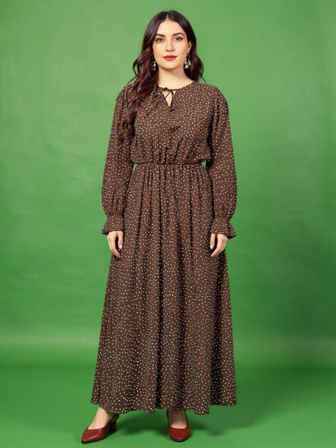 dressberry printed fit & flare monochrome maxi dress reviews Long Sleeve Black And White Print Evening Skirt DressBerry Polka Dot Print Tie-Up Neck Fit