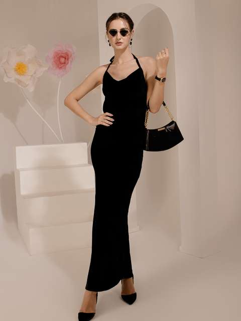 TANDUL Women Bodycon Black Maxi/Full Length Dress view 2