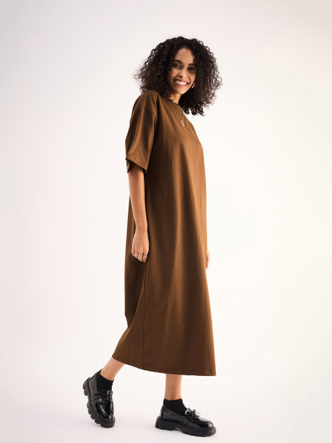 Design Long Tee Dress D-Luxe T-Shirt Dress Coffee Design Long Tee Dress D-Luxe T-Shirt Dress Coffee