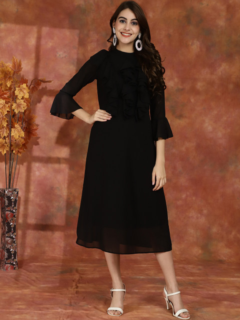 princess polly baby blue dress Black Strappy Decorative-Button Midi Dress