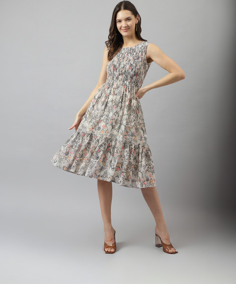 KERI PERRY Women Tiered White Knee Length Dress Buy KERI PERRY