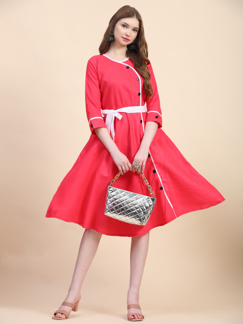 tradenest Women A-line Pink Below Knee Dress - Buy tradenest Women A-line  Pink Below Knee Dress Online at Best Prices in India | Flipkart.com