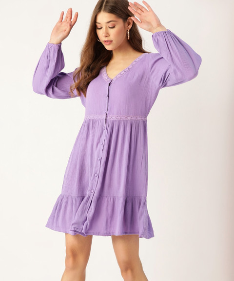 plus size knee length dresses Plus Size Floral Short Sleeve Knee Length Dress Purple 3X -White Mark main image 0