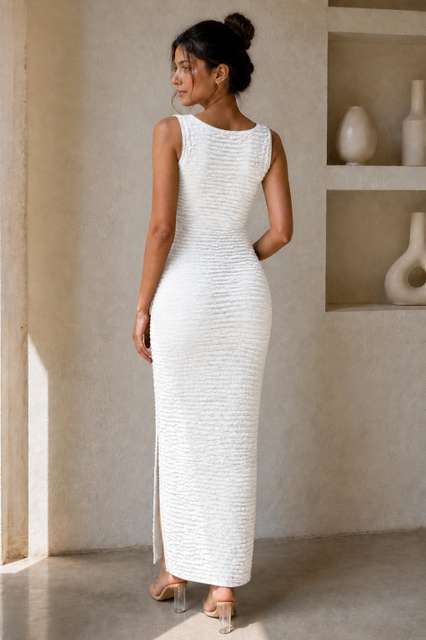 METRONAUT Women Bodycon White Maxi/Full Length Dress view 4
