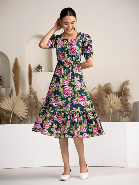 AASK Women Fit and Flare Dark Blue Below Knee Dress - Buy AASK Women Fit  and Flare Dark Blue Below Knee Dress Online at Best Prices in India |  Flipkart.com