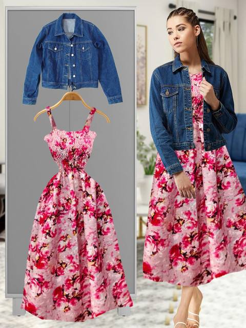 navy dress blues mini medals Women's Embroidered Midi Length Dress in Navy Pink