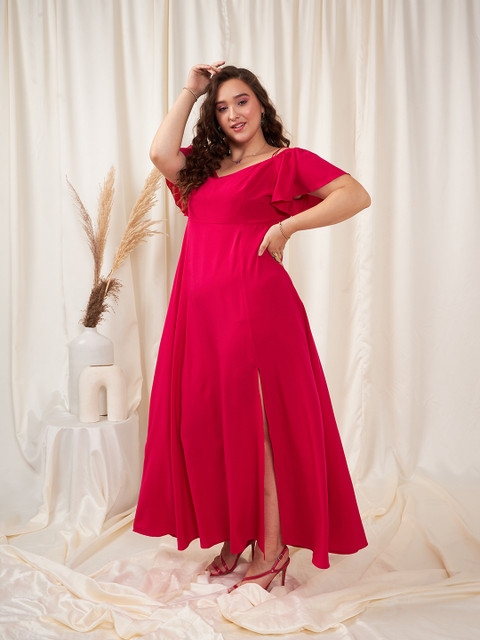 Satin Shein Red Gown Berrylush Curve Women Maxi Red Full Length Dress Buy  Berrylush Curve Women